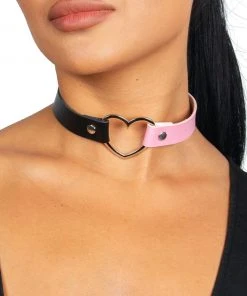 Fun Place Festivals 2 Tone Heart Collar - Pink / Black