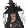 Fun Place Cosplay Witch Hat, Feathers & Netting 2 Fun Place Cosplay Witch Hat, Feathers & Netting