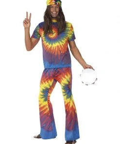 Fun Place 60s Tie Dye Top And Flared Trousers