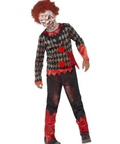 Fun Place Deluxe Zombie Clown Costume, Red & Green Costumes & Characters