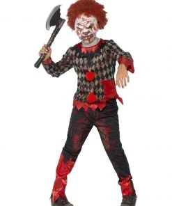 Fun Place Deluxe Zombie Clown Costume, Red & Green Costumes & Characters