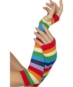 Fun Place Fingerless Striped Gloves