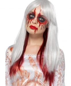Fun Place Deluxe Blood Drip Ombre Wig, White & Red Cosplay