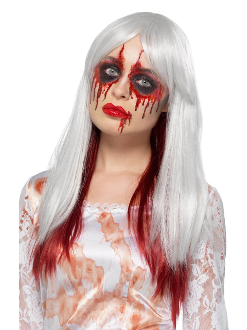 Fun Place Deluxe Blood Drip Ombre Wig, White & Red Cosplay 3 Fun Place Deluxe Blood Drip Ombre Wig, White & Red Cosplay