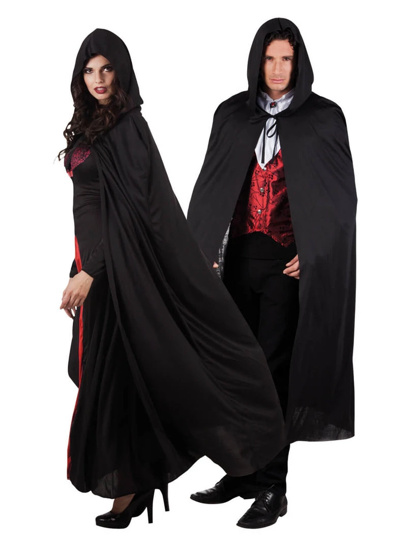Fun Place Accessories Black Hooded Cape (180cm) 3 Fun Place Accessories Black Hooded Cape (180cm)