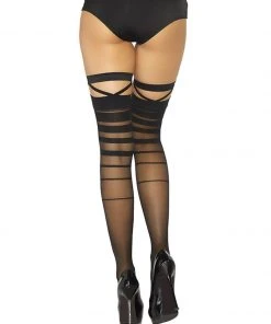 Fun Place Cosplay Halftone Striped Thigh Highs