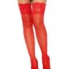 Fun Place Stay Up Sheer Thigh Highs + Red