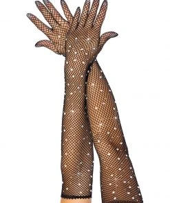 Fun Place Rhinestone Opera Length Gloves