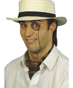 Fun Place Wigs & Hats Straw Boater Hat, Cream