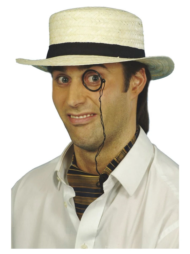 Fun Place Wigs & Hats Straw Boater Hat, Cream 3 Fun Place Wigs & Hats Straw Boater Hat, Cream