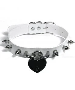Fun Place Heart Spiked Padlock Collar