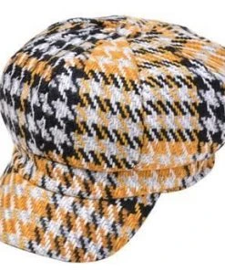 Fun Place Tweed Ivy Cap Yellow Houndstooth