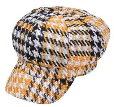 Fun Place Tweed Ivy Cap Yellow Houndstooth 3 Fun Place Tweed Ivy Cap Yellow Houndstooth
